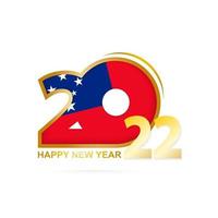 jaar 2022 met Samoa-vlagpatroon. gelukkig nieuwjaar ontwerp. vector