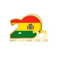 jaar 2022 met het vlagpatroon van Bolivia. gelukkig nieuwjaar ontwerp. vector
