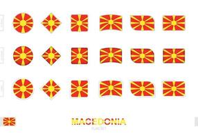Macedonië vlaggenset, eenvoudige vlaggen van Macedonië met drie verschillende effecten. vector