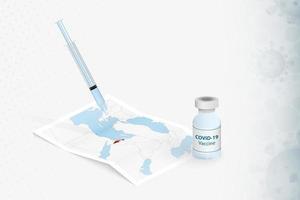israëlische vaccinatie, injectie met covid-19-vaccin op de kaart van israël. vector