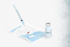 malawi-vaccinatie, injectie met covid-19-vaccin op de kaart van malawi. vector