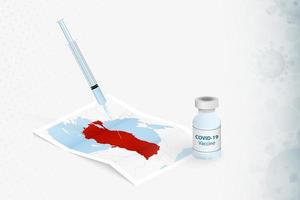 kalkoenvaccinatie, injectie met covid-19-vaccin op de kaart van turkije. vector