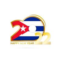 jaar 2022 met cuba-vlagpatroon. gelukkig nieuwjaar ontwerp. vector