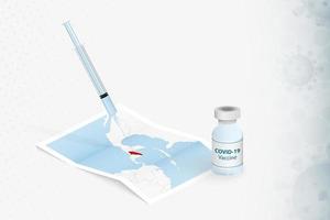 honduras-vaccinatie, injectie met covid-19-vaccin op de kaart van honduras. vector