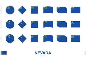 nevada vlaggenset, eenvoudige vlaggen van nevada met drie verschillende effecten. vector