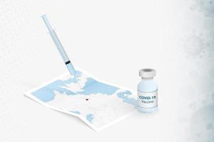 luxemburg vaccinatie, injectie met covid-19 vaccin in kaart van luxemburg. vector