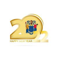 jaar 2022 met new jersey vlagpatroon. gelukkig nieuwjaar ontwerp. vector