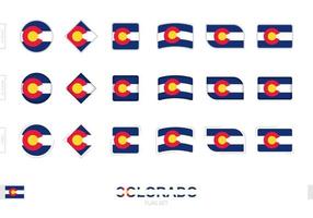 Colorado vlag set, eenvoudige vlaggen van Colorado met drie verschillende effecten. vector