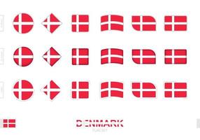 Denemarken vlag set, eenvoudige vlaggen van Denemarken met drie verschillende effecten. vector