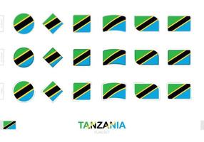 Tanzania vlag set, eenvoudige vlaggen van Tanzania met drie verschillende effecten. vector