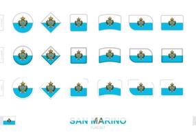 san marino vlaggenset, eenvoudige vlaggen van san marino met drie verschillende effecten. vector