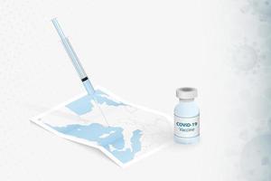 monaco-vaccinatie, injectie met covid-19-vaccin op de kaart van monaco. vector