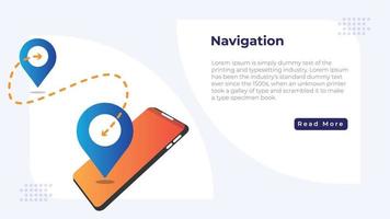 smartphone gps locatie bestemmingspagina navigatie ontwerpsjabloon vector