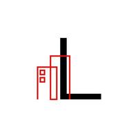 letter l met gebouw decoratie vector logo ontwerpelement