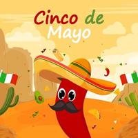 platte cinco de mayo achtergrond met deeltjeselement vector