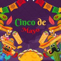 platte cinco de mayo festival vakantie achtergrond met deeltje element vector