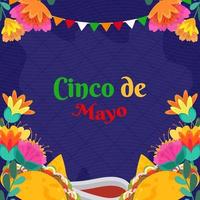 achtergrond flat cinco de mayo mexicaans festival vakantie vector