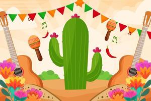 flat cinco flat cinco de mayo mexicaans festival landschap backgroundde mayo mexicaans festival landschap background vector