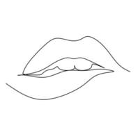 continue een lijntekening van sexy vrouw lippen. vectorillustratie moderne enkele lijntekening voor poster of wanddecoratie en schoonheidspromotiemedia