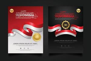 indonesië gelukkige onafhankelijkheidsdag achtergrondsjabloon instellen. vector