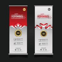 Indonesië onafhankelijkheidsdag viering, roll-up banner decorontwerp vector sjabloon illustratie