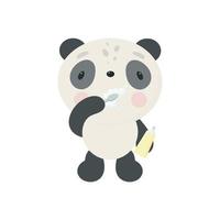 schattige panda tandenpoetsen. vectorillustratie in cartoon-stijl. vector