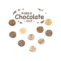 platte wereld chocolade dag illustratie vector