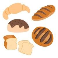 hand getrokken vers brood set vector