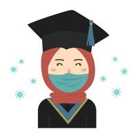 gelukkige afgestudeerde studenten met beschermende medische maskers vector