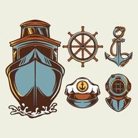 vintage collectie nautische kleur vectorillustratie vector