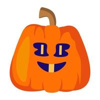 oranje pompoenlantaarn met een vrolijk gezicht voor halloween. geïsoleerd beeld. glimlach en sluwe ogen. schattig karakter voor feestelijke decoratie. vectorillustratie, plat vector