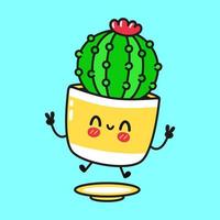 leuk grappig cactuskarakter. vector hand getekend cartoon kawaii karakter illustratie pictogram. geïsoleerd op blauwe achtergrond