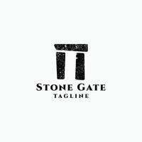 stenen poort logo ontwerp sjabloon platte vector