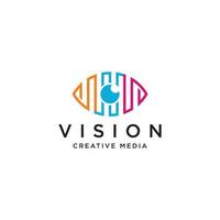 oog visie creatieve media logo ontwerp sjabloon platte vector