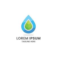 waterdruppel met blad logo pictogram ontwerp sjabloon premium vector