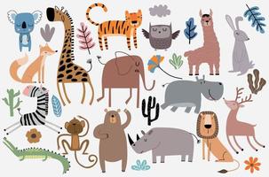 schattige jungle dieren vector set