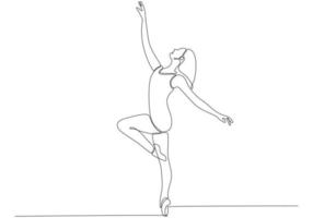 doorlopende lijntekening. illustratie van een ballerina in beweging. kunst. ballet. vector illustratie
