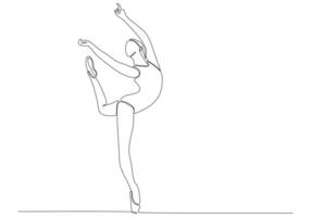 doorlopende lijntekening. illustratie van een ballerina in beweging. kunst. ballet. vector illustratie