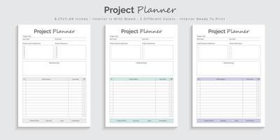 projectplanner logboek journaal en tracker afdrukbare interieurontwerpsjabloon vector