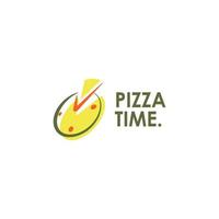 pizza tijd eten logo ontwerp vector