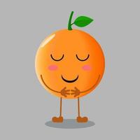 illustratie van schattig oranje fruit met glimlachuitdrukking vector