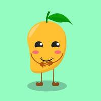 illustratie van schattige mango met glimlachuitdrukking vector