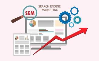 platte moderne ontwerpelementen over zoekmachine marketing process.tools van search internet marketing. vector illustratie