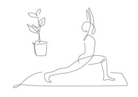 mensen die yoga maken. yoga en pilates houdingen en asana's. lijn kunst. één regel illustraties. schets yoga vorm.