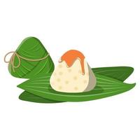 zongzi geïsoleerd op een witte achtergrond. vector