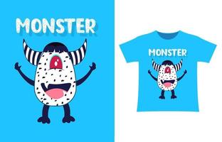 monster squadron typografie cartoon t-shirt ontwerp vector