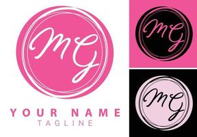 mg beginletter handschrift en handtekening logo ontwerpsjabloon vector