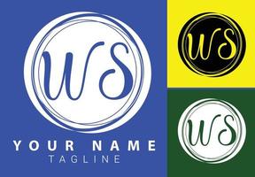 ws beginletter handschrift en handtekening logo ontwerpsjabloon vector