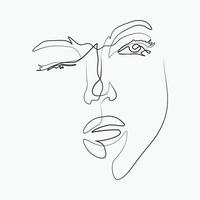 surrealistische gezichten doorlopende lijn, tekening van vaste gezichten en kapsels, modeconcept, schoonheid van de vrouw, minimalistisch, vectorillustratie, behoorlijk sexy. hedendaags portret vector
