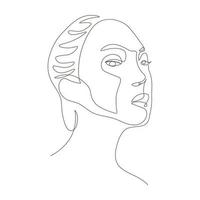 surrealistische gezichten doorlopende lijn, tekening van vaste gezichten en kapsels, modeconcept, schoonheid van de vrouw, minimalistisch, vectorillustratie, behoorlijk sexy. hedendaags portret vector